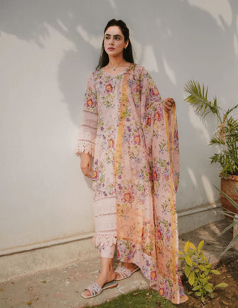 Huma Dilnawaz Summer Collection 23 - Pink Peach Vintage Botanical (Long)