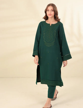 Zaib Gaga Pret 23 - JADE GREEN EMBROIDERED TWO PIECE SET (NPA2-23305)