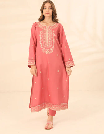 Zaib Gaga Pret 23 - PESCA PINK EMBROIDERED TWO PIECE SET (NPA2-23309)