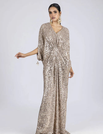 Ayesha Somaya - Kaftans - KF-15401-GOLDSILVER