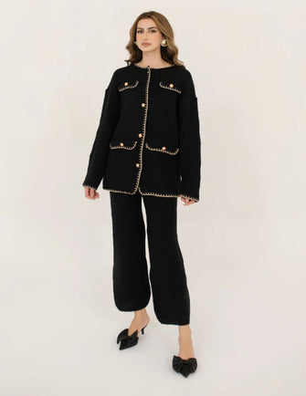 Hassal Autumn Winter 23 - Alaia Textured Black Suit