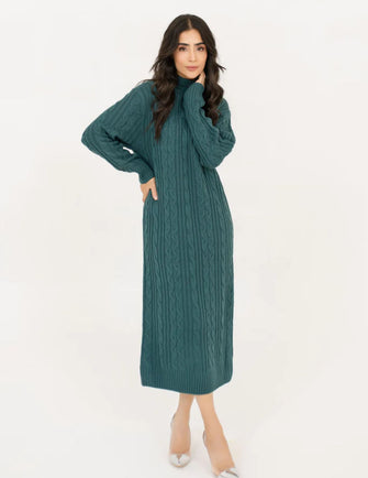 Hassal Autumn Winter 23 - Classic Cable Knit Dark Green