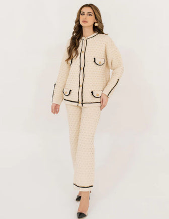 Hassal Autumn Winter 23 - Inaya Cream Textured Knit Set