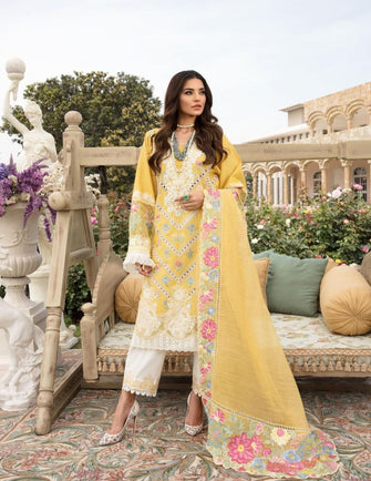 Crimson Luxury Lawn By Saira Shakira (Unstitched) - Amber -  6B