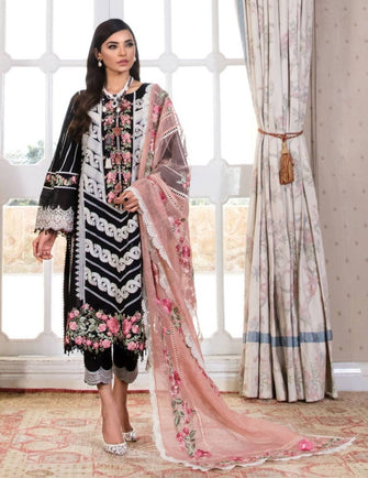 Crimson Luxury Lawn By Saira Shakira (Unstitched) - Midnight - 4B