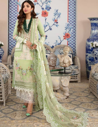 Crimson Luxury Lawn By Saira Shakira (Unstitched) - Mint - 5A