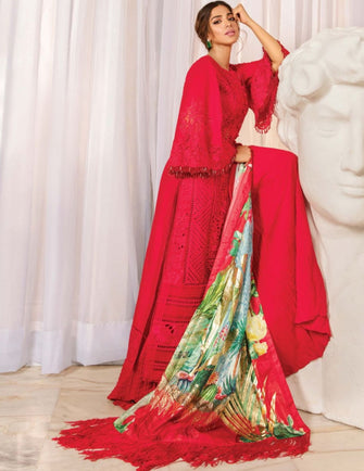 Crimson Luxury Lawn By Saira Shakira (Unstitched) - Ruby - 2B