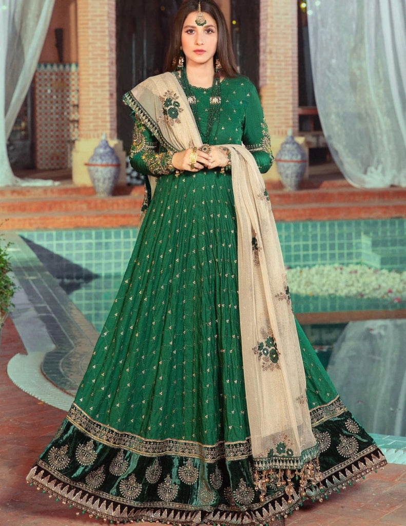 Maria B Unstitched Sateen CST-402-Emerald Green– Palette by Kanika