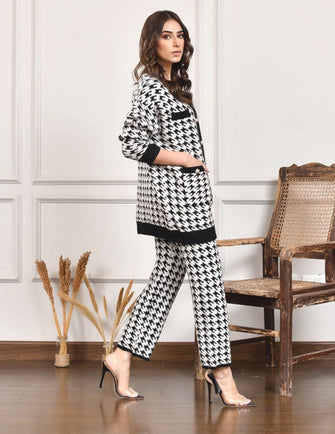 Hassal Autumn Winter - Mindy 2 Pc houndstooth Knitted Set