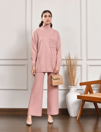 Hassal Autumn Winter - Marsha Oversized Kntted Set Pink