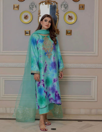 Zehra Saleem Festive Collection - Tie and die Blue