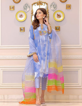 Zehra Saleem Festive Collection - Blue and white printed