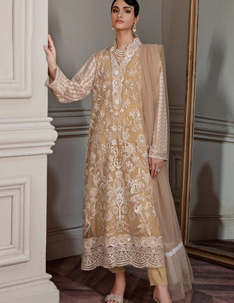 Ammara Khan Viola - BEIGE LONG KURTA SET (D-01)