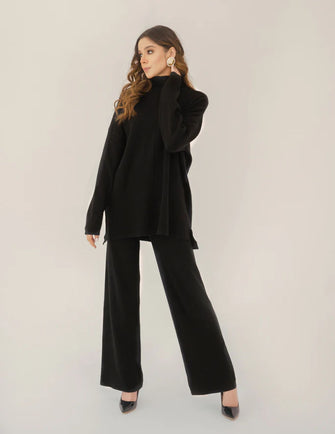 Hassal Autumn Winter 22 - Scarlett Two Piece Knit Set Black