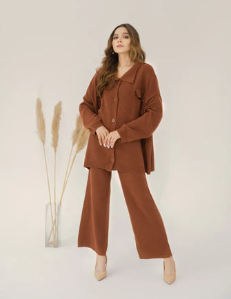 Hassal Autumn Winter 22 - Esmé Rust Two Piece Knit Suit