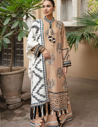 Ammara Khan Khush Amdeed Unstitched collection 22 - 'BEIGE WINTER MUST-HAVE (D-03)