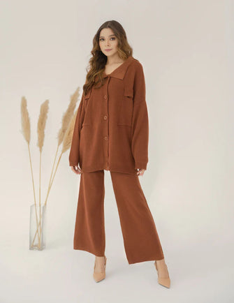 Hassal Autumn Winter 22 - Esmé Rust Two Piece Knit Suit