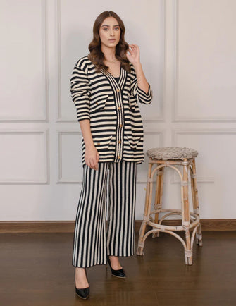 Hassal Autumn Winter 22 - Dilek Contrast Striped Two Piece Suit