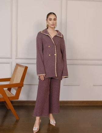 Hassal Autumn Winter 22 -Yumra Purple Two Piece Suit