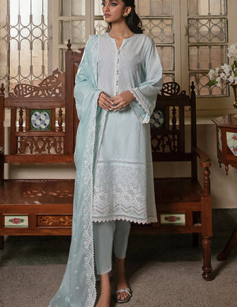 Cross Stitch Chikankari Lawn suit 23 - BLUE GLAZE-3PC