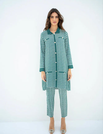 Hassal Spring Summer 23 - Pleated Oia Sea Green Set With Capri Pants