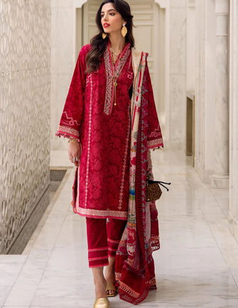 Farah Talib Aziz - Kesh Luxury Unstitched 23- Zeitoun Red