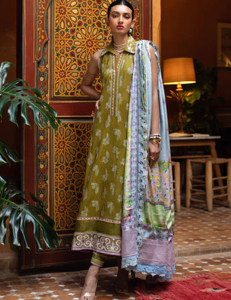 Farah Talib Aziz - Kesh Luxury Unstitched 23- Asni Olive