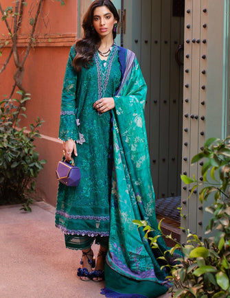 Farah Talib Aziz - Kesh Luxury Unstitched 23- ATLAS EMERALD